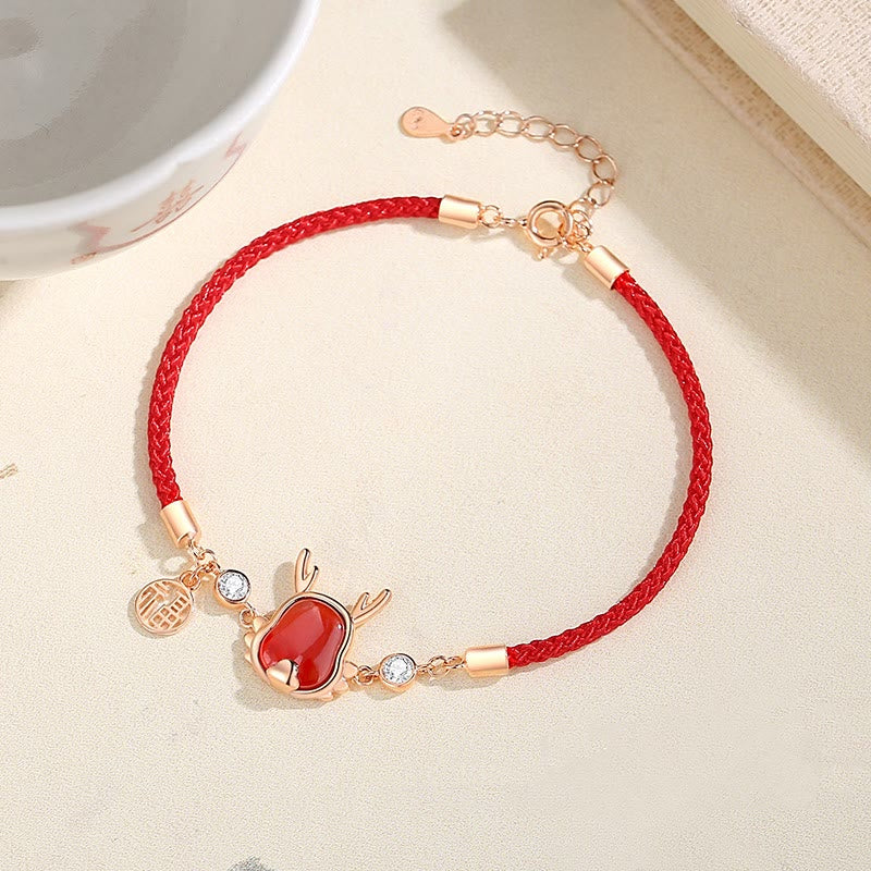 ❗❗❗A Flash Sale- 925 Sterling Silver Year of the Dragon Natural Red Agate Dragon Attract Fortune Fu Character Strength Bracelet Necklace Pendant Earrings