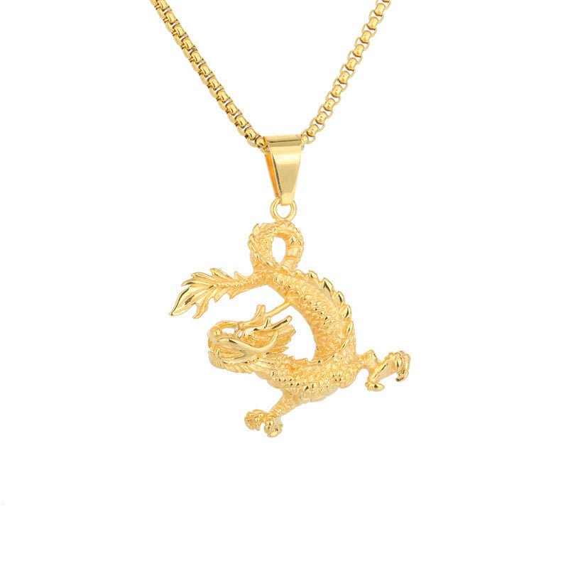 Dancing Dragon Pattern Luck Necklace Pendant
