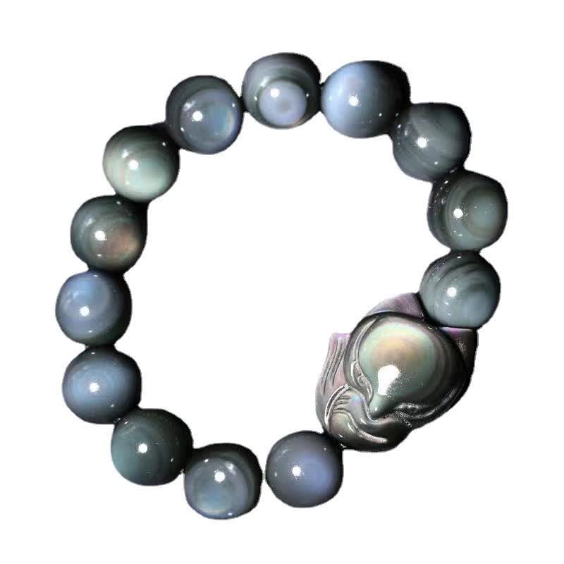 Rainbow Obsidian Fox Healing Positive Bracelet