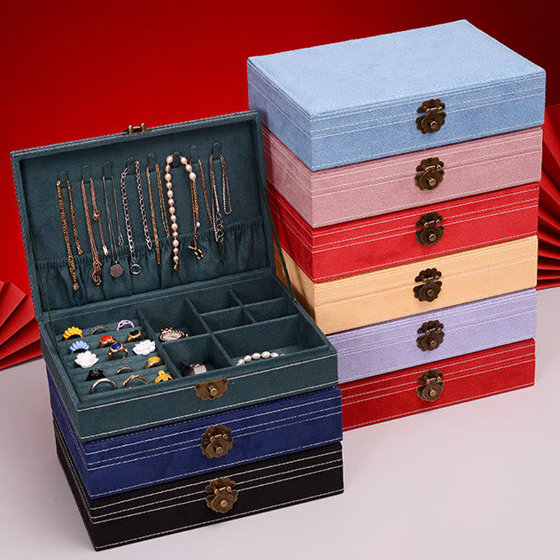Minimalist Single Layer Flannel Jewelry Organizer with Secure Lock