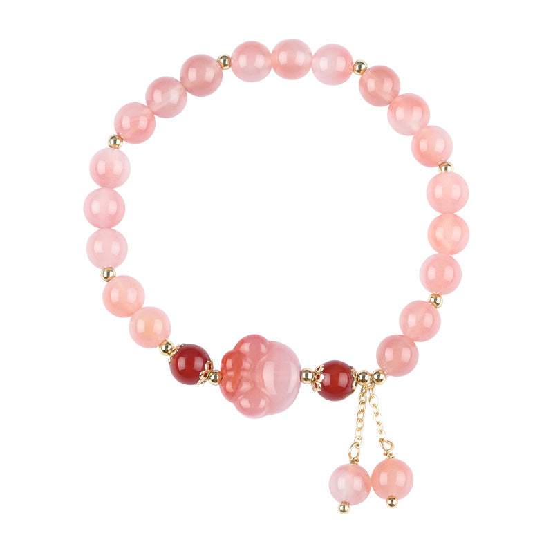 Natural Yanyuan and Red Agate Carved Cat Paw Grounding Bracelet