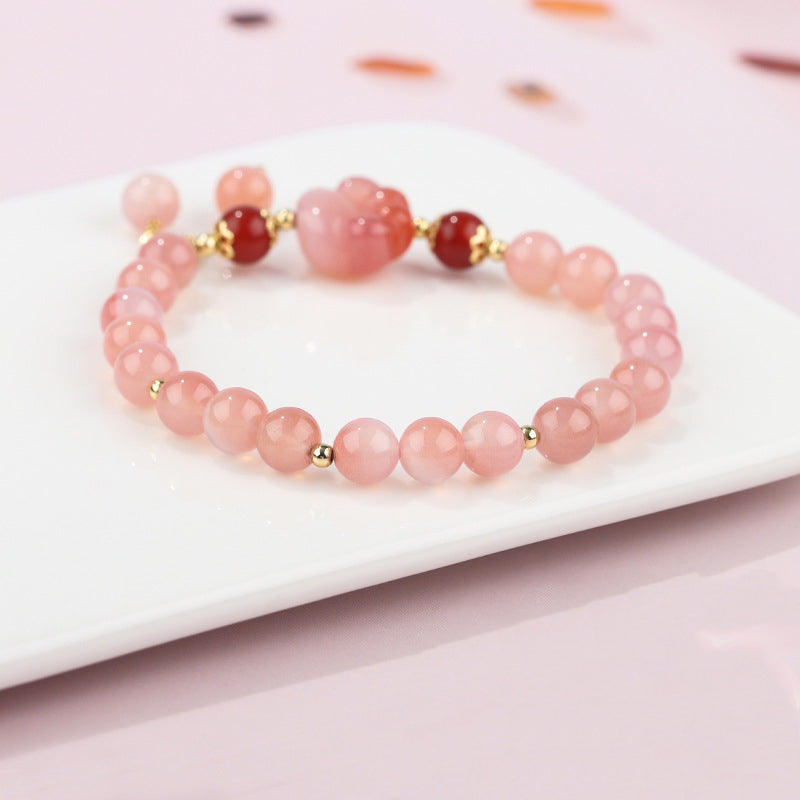 Natural Yanyuan and Red Agate Carved Cat Paw Grounding Bracelet