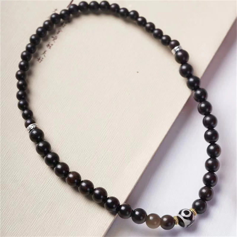 Tibet Ebony Wood Dzi Bead Balance Double Wrap Bracelet