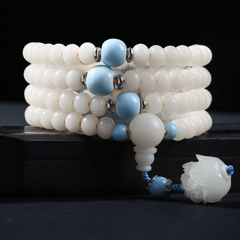 Bodhi Seed Bead Lotus Blessing Charm Bracelet