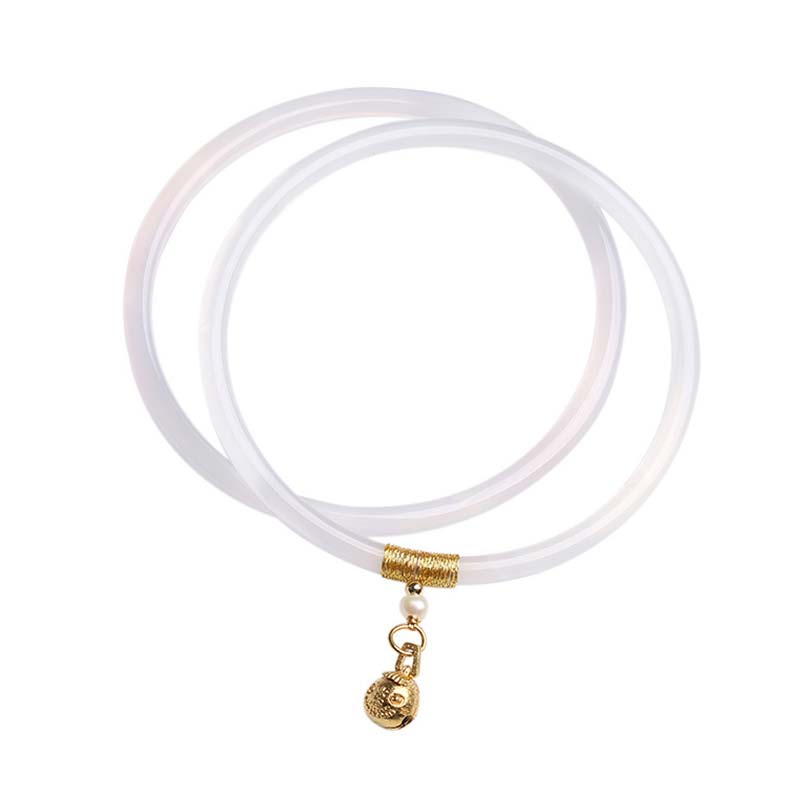 Natural Cyan White Jade Success Bracelet