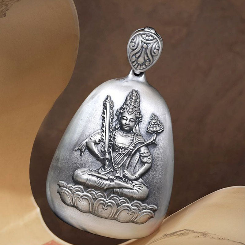999 Sterling Silver Chinese Zodiac Natal Buddha Heart Sutra Engraved Protection Necklace Pendant