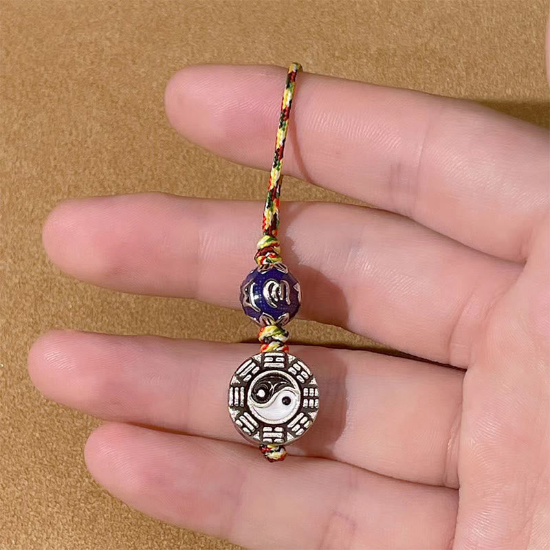 Yin Yang Symbol Om Mani Padme Hum Bagua Copper Harmony Key Chain