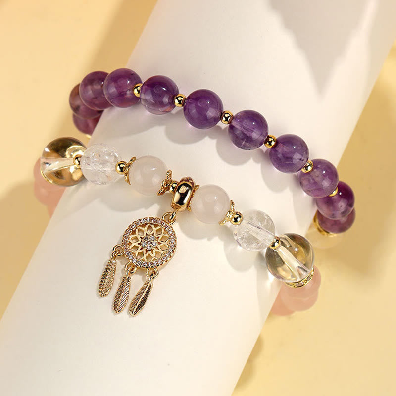 Dreamcatcher Natural Gemstone and Crystal Energy Anchor Bracelet