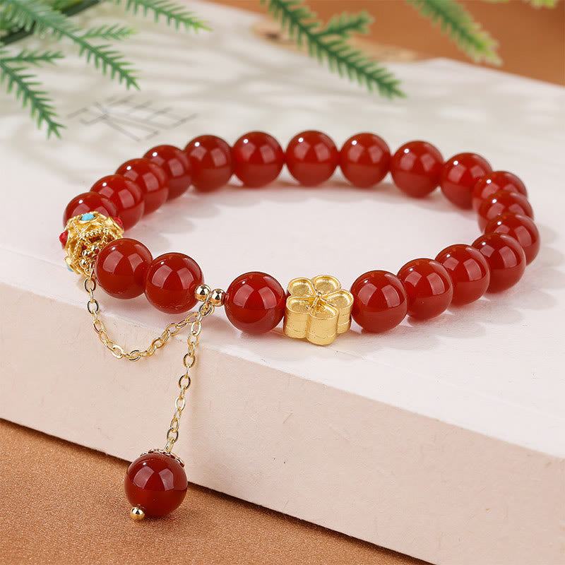 Natural Agate and Copper Peach Blossom Self-Acceptance Bracelet