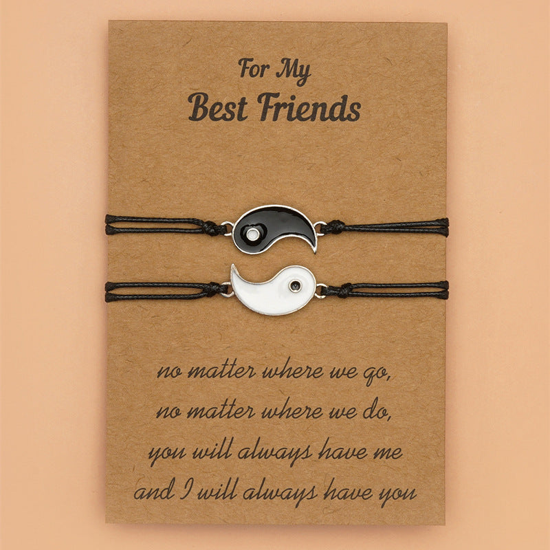 Grounding Hematite Yin Yang Couple Bracelet Set - 2 Pieces
