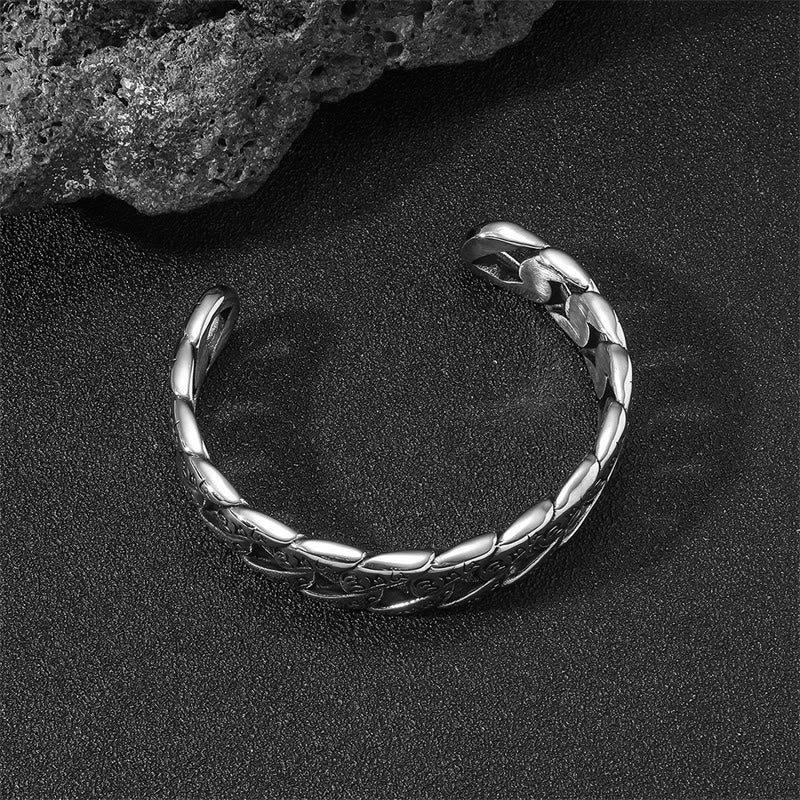 Tibetan Om Mani Padme Hum Mantra Titanium Steel Peace Cuff Bangle Bracelet