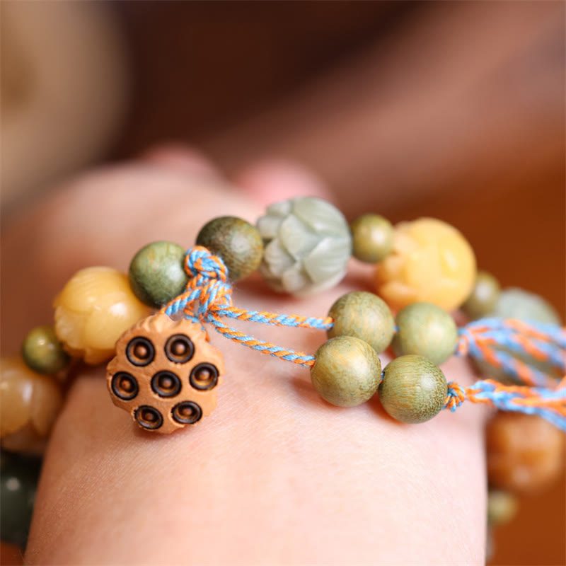 Bodhi Seed Lotus Green Sandalwood Wisdom Harmony Bracelet