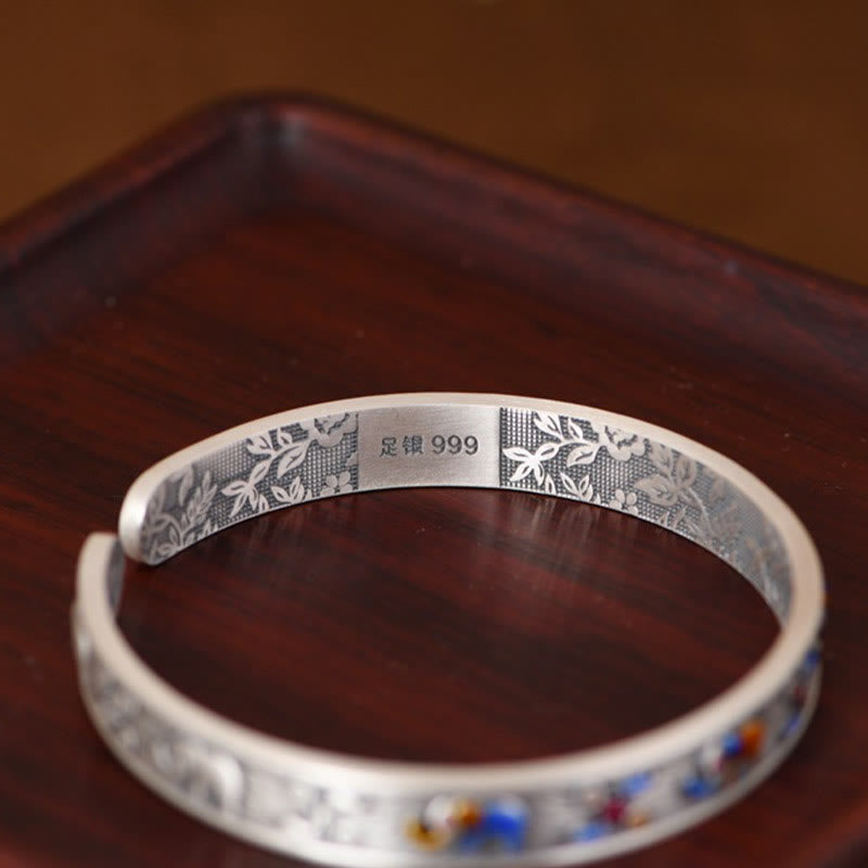 999 Fine Sterling Silver Elephant Strength & Wisdom Adjustable Cuff Bangle