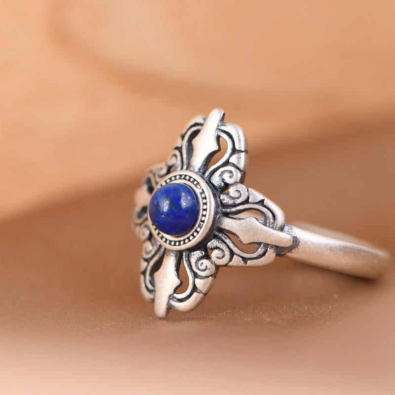 Tibet 925 Sterling Silver Natural Lapis Lazuli Adjustable Ring