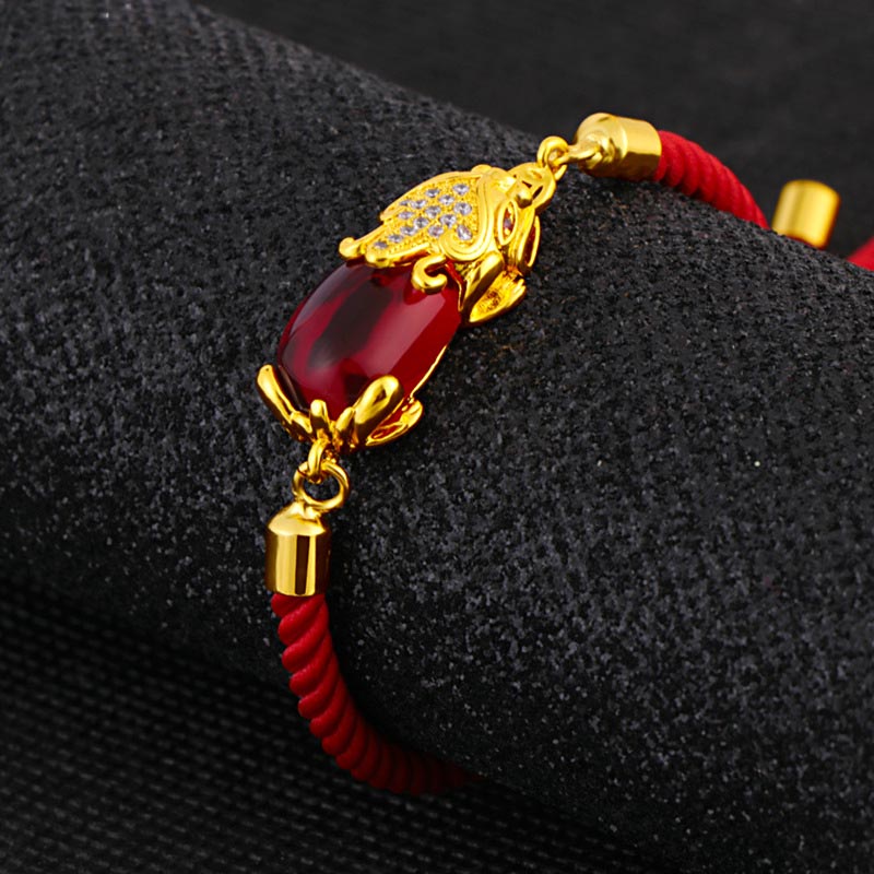 Wealth Attractor Red Agate Pixiu Red String Bracelet
