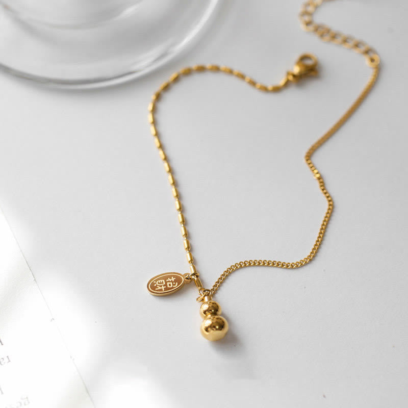 18k Gold Plated Copper Lucky Gourd Design Wealth Buckle Anklet