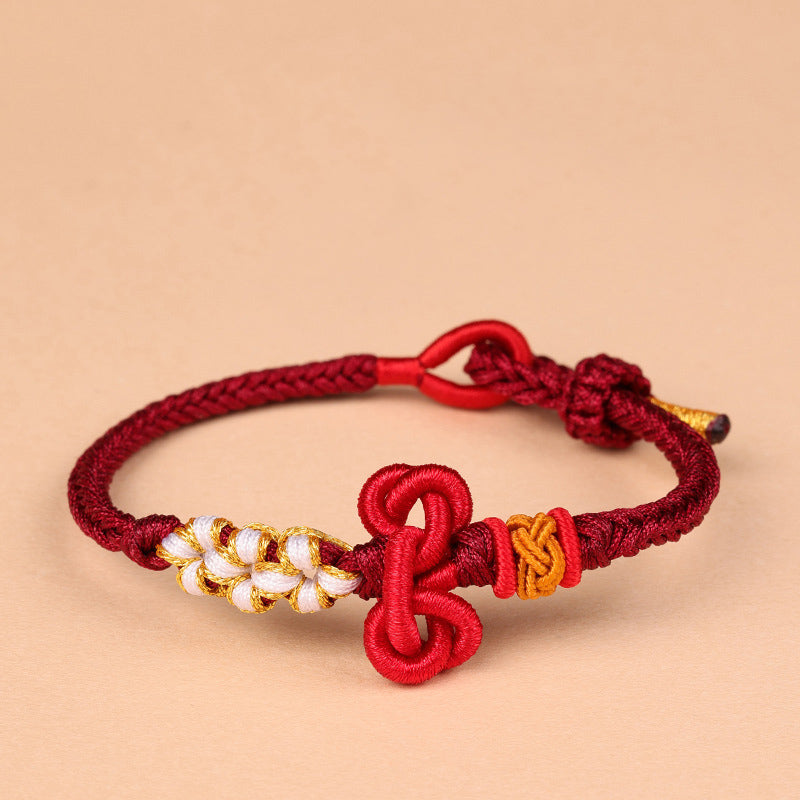 Hand-Braided Wenchang Endless Knot Red String Cord Bracelet