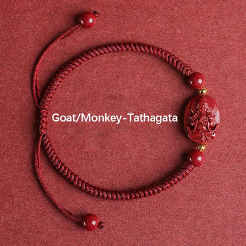 Chinese Zodiac Natal Buddha Cinnabar Keep Away Evil Spirits Rope Bracelet