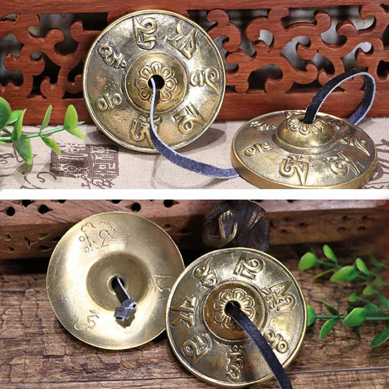 Tibetan Tingsha Bell Six True Words Dragon Copper Balance Decoration With Bag