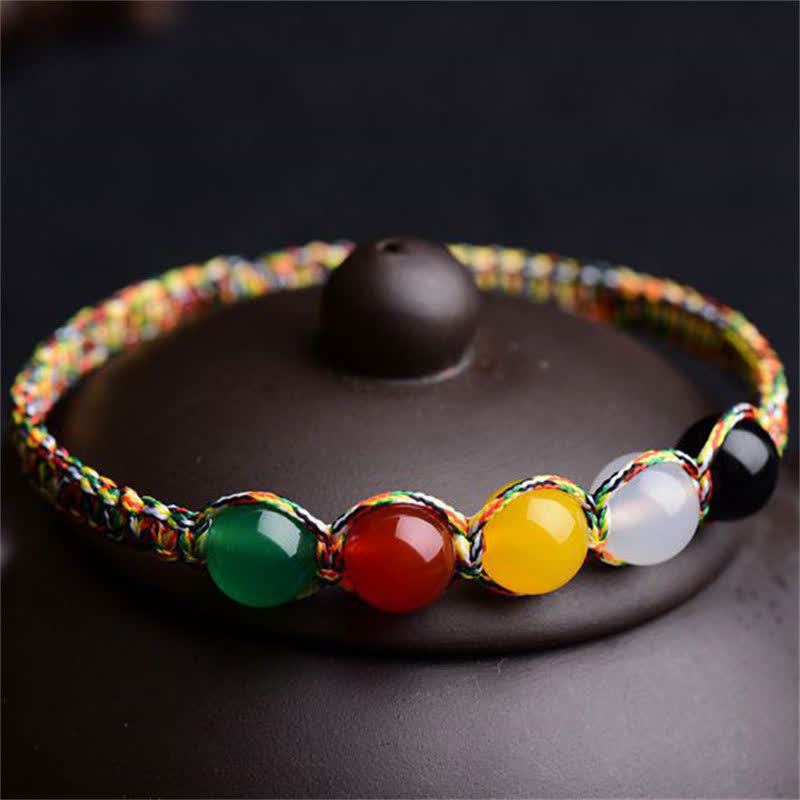 Colorful Agate Five Elements String Bracelet – Red Agate Energy Anchor