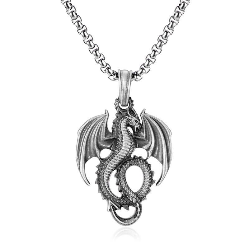 Pure Tin Dragon Luck Success Necklace Pendant