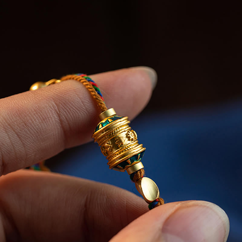 Tibetan Handmade Om Mani Padme Hum Prayer Wheel Protection Strength String Bracelet