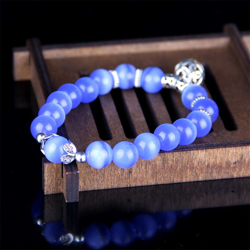 Handmade Tibetan Cat's Eye Chrysoberyl Natural Gemstone Bracelet