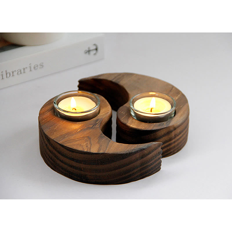 Yin Yang Wood Candle Holder Meditation Rituals Use Items (Extra 35% Off | USE CODE: FS35)