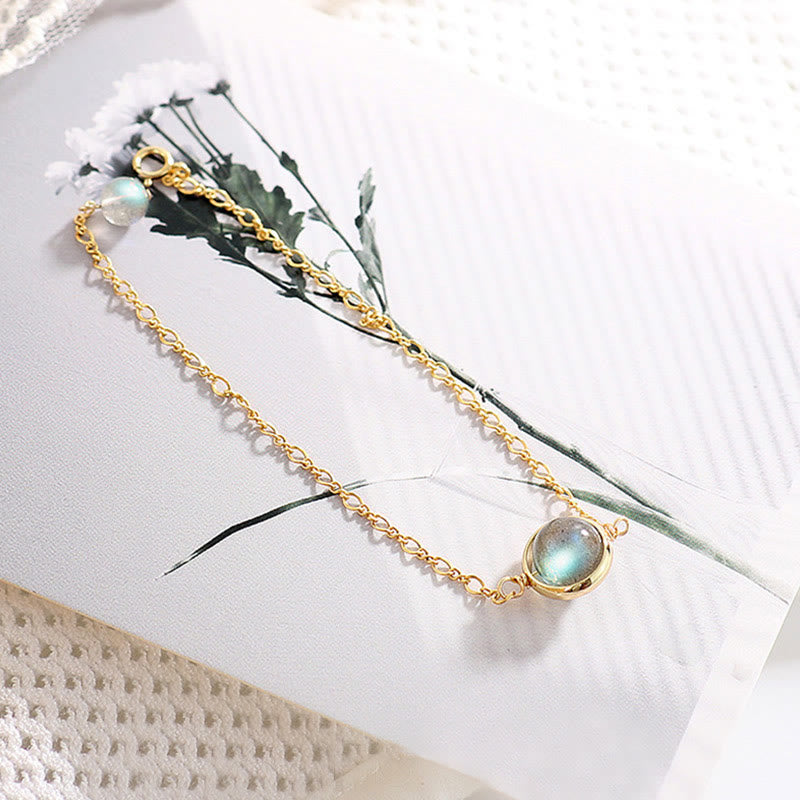 14k Gold Plated Natural Moonstone Healing Love Bracelet