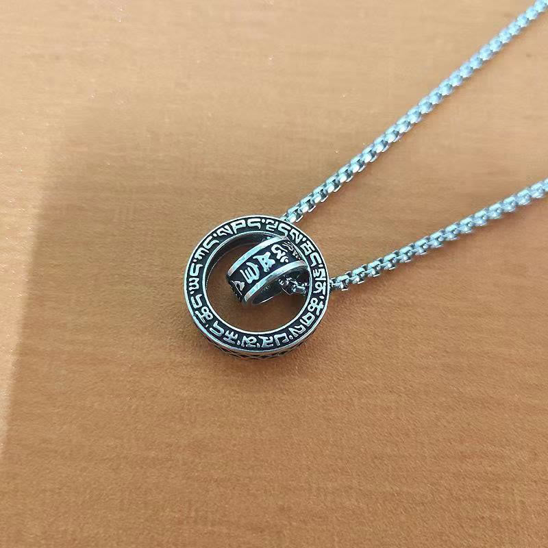 Tibetan Om Mani Padme Hum Carved Peace Purity Chain Necklace Pendant