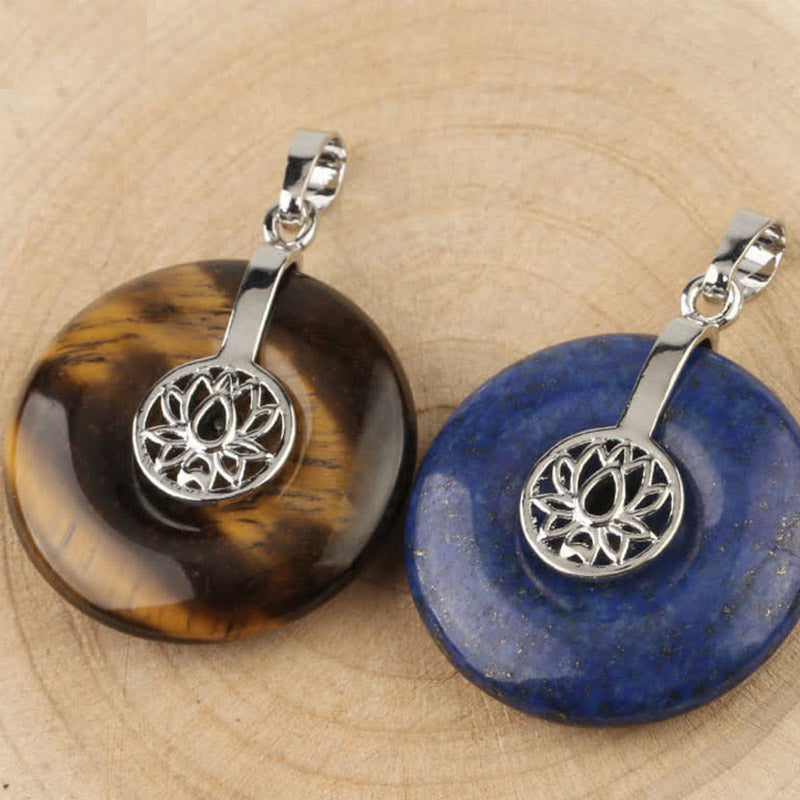 Various Crystal Amethyst Pink Crystal Lotus Healing Necklace Pendant