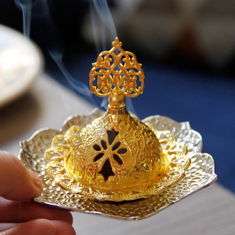 Leaf-Shaped Alloy Metal Mini Incense Burner & Ritual Coaster