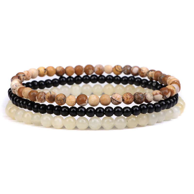 3Pcs Natural Crystal Stone Inner Peace Spiritual Bracelet