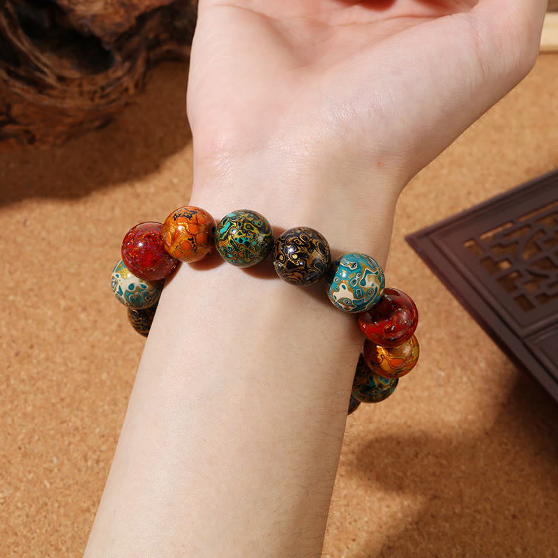 Natural Multicolored Lacquer Beads Calm Bracelet