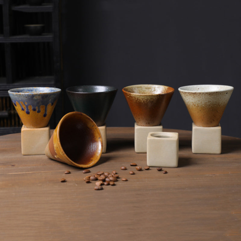 Vintage Gradient Ceramic Coffee Mug Tea Latte Espresso Coffee Cup With Base 200ml