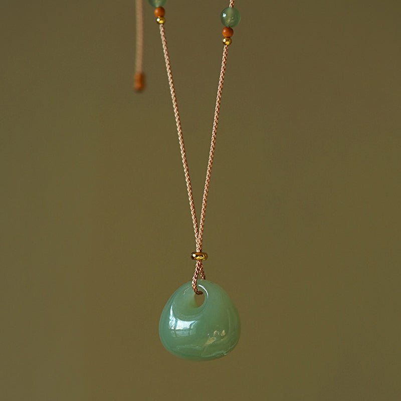 Natural Jade Luck Prosperity Necklace Pendant (Random Color)