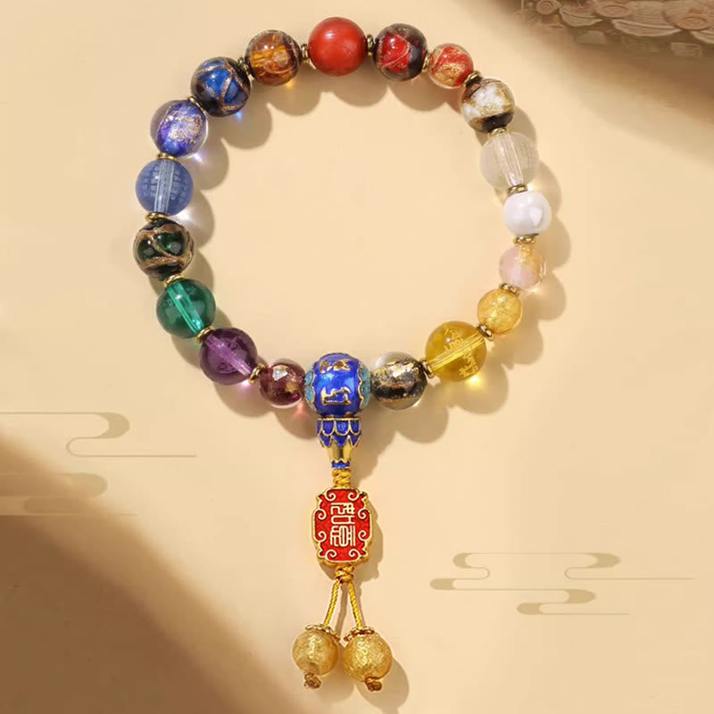 Tibetan Colorful Incense Ash Liuli Glass Bead Om Mani Padme Hum Dorje Vajra 18 Beads Wrist Mala