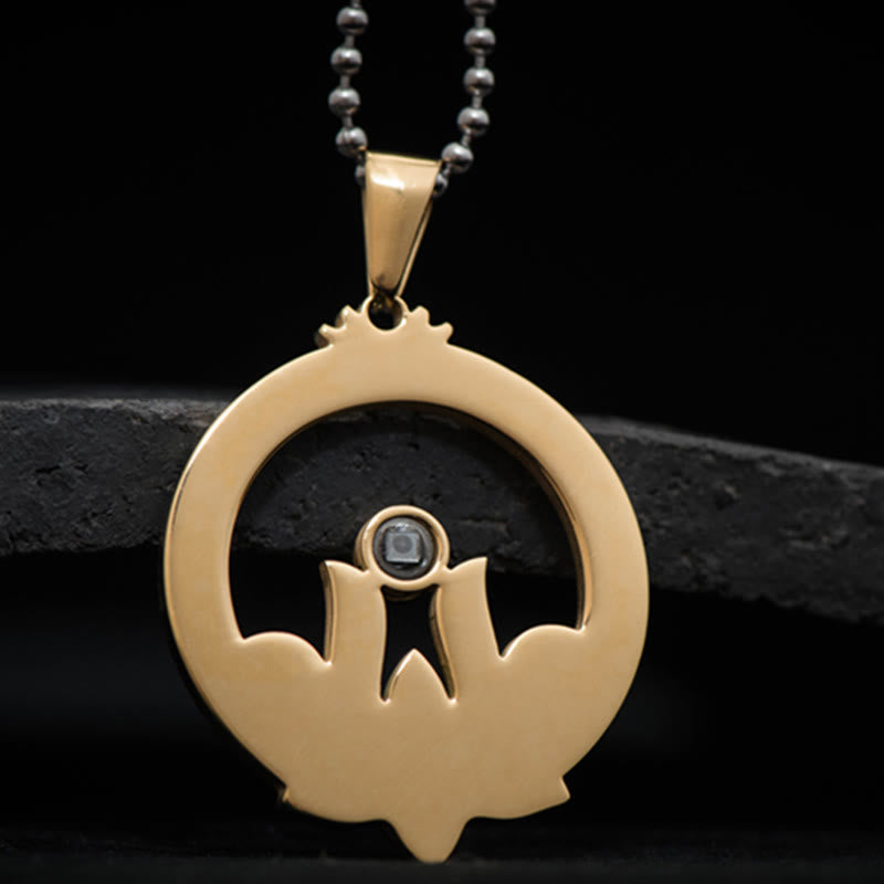 Lotus Titanium Steel Enlightenment Projection Shurangama Mantra Necklace Pendant