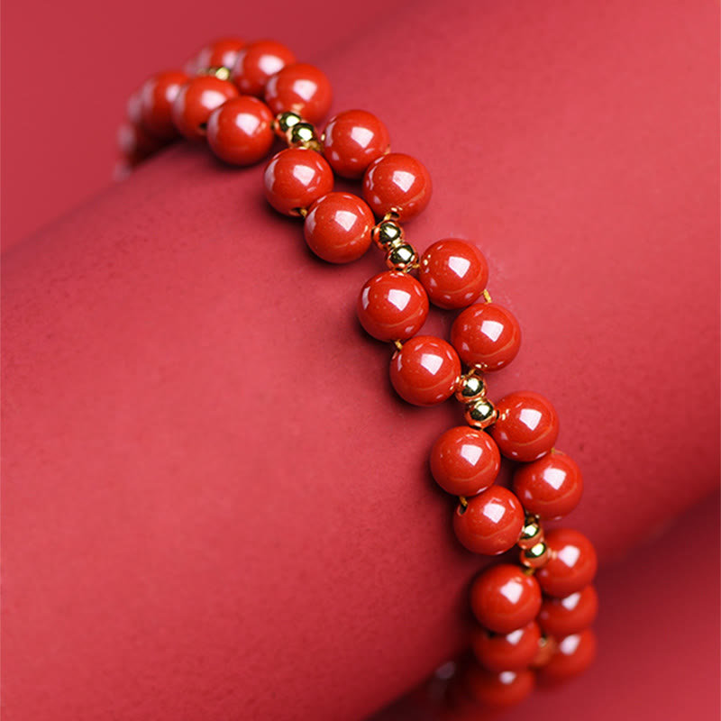 Natural Cinnabar Beaded Grounding Bracelet for Mindfulness