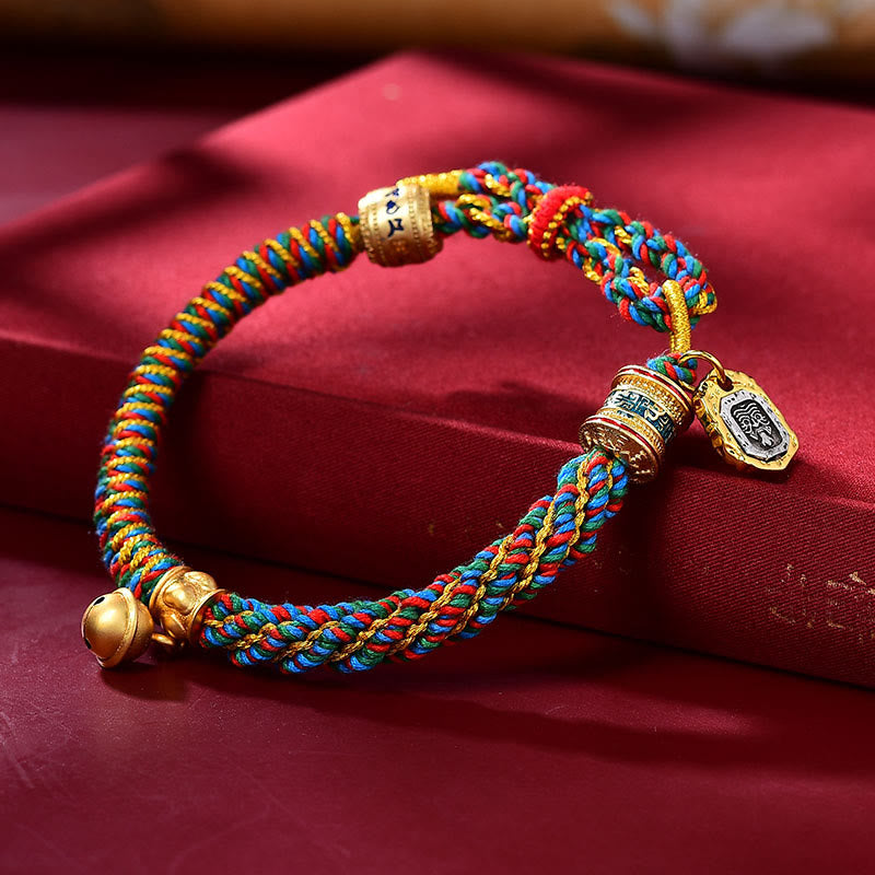 Tibetan Hand-Carved Brass and Copper Om Mani Padme Hum Zakiram Goddess Adjustable Bracelet