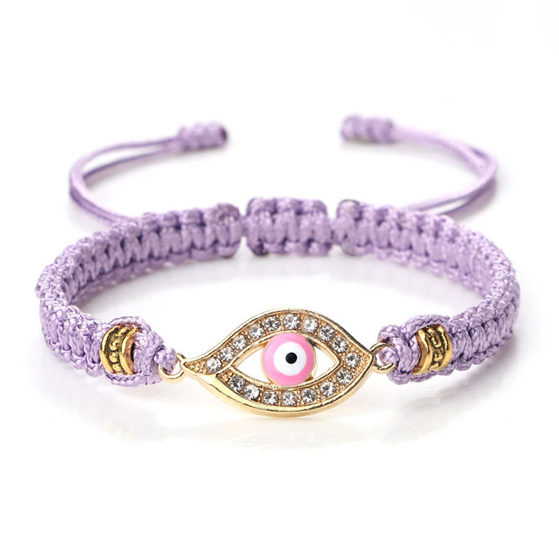 Handmade Evil Eye Red String Braided Bracelet with Gold or Silver Border
