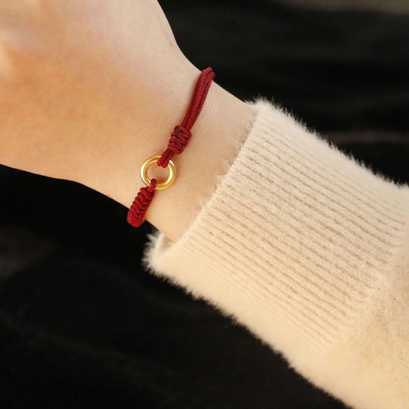 Alloy Peace Buckle Luck Red String Bracelet