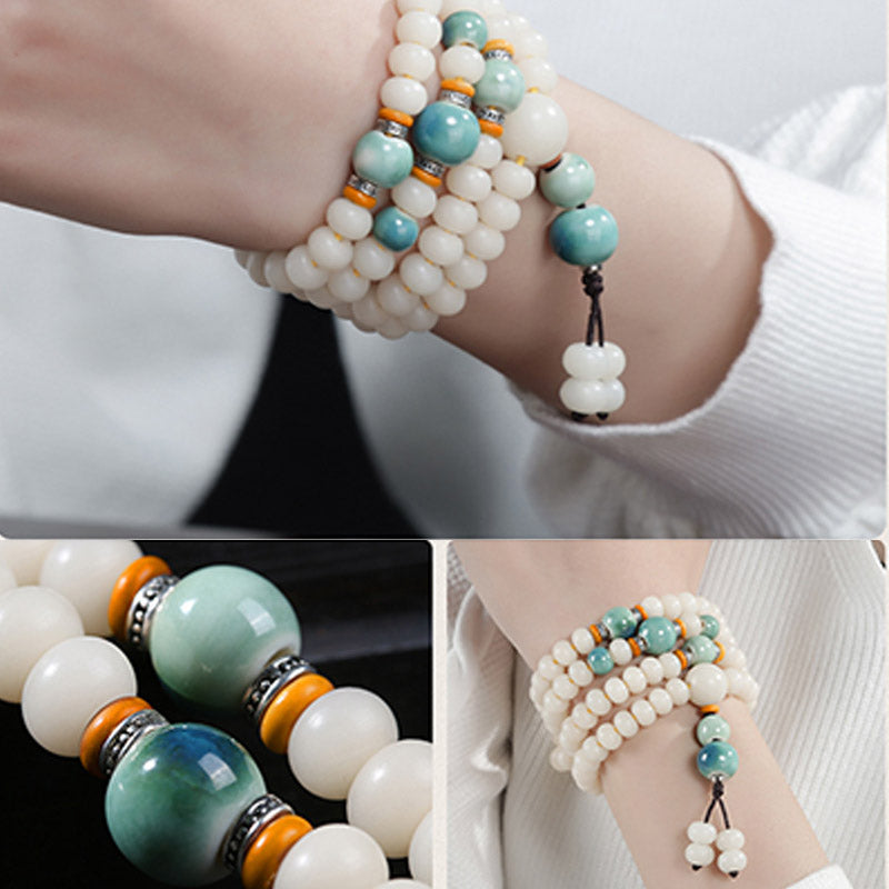 Bodhi Seed Bead Lotus Blessing Charm Bracelet