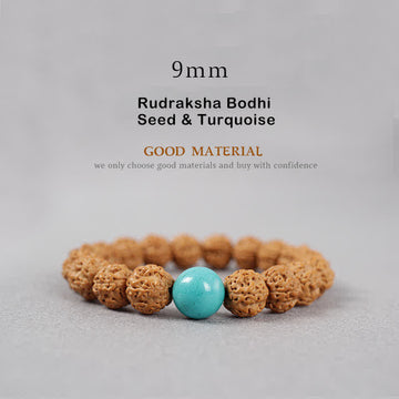 Tibet Rudraksha Bodhi Seed Dzi Bead Amber Turquoise Wealth Bracelet