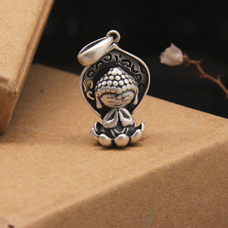 999 Sterling Silver Meditation Buddha Lotus Serenity Necklace Pendant
