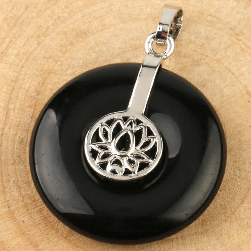 Black Onyx Handcrafted Lotus Pendant Necklace for Mindfulness