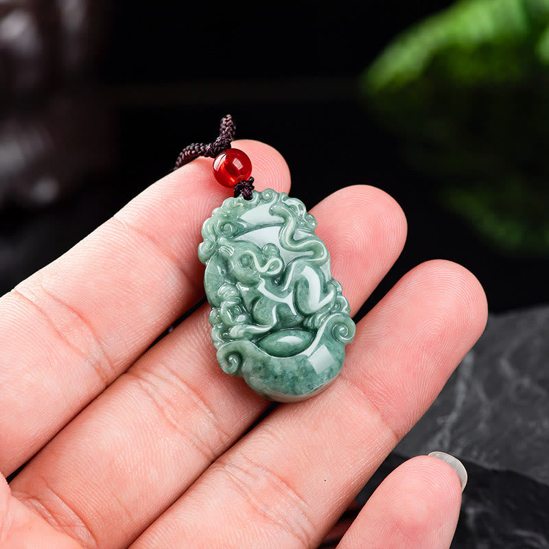 Natural Jade 12 Chinese Zodiac Prosperity Necklace Pendant