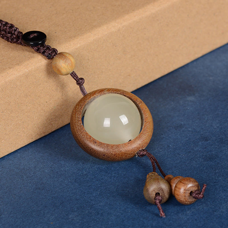 Red Sandalwood Ebony Wood Green Sandalwood Luminous Lucky Bead Gourd Peace Key Chain