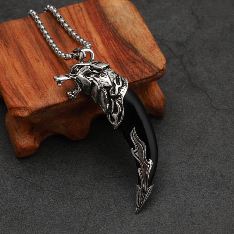 Imitation Wolf Tooth Titanium Steel Balance Necklace Pendant