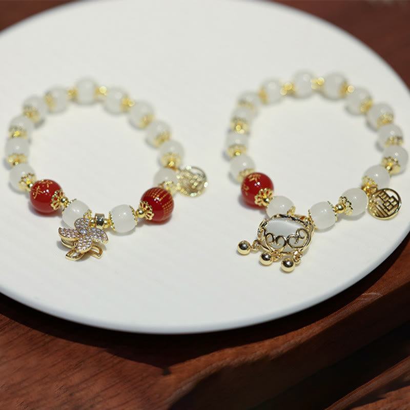 Windmill Chinese Lock Charm Fu Character Blessing Bracelet